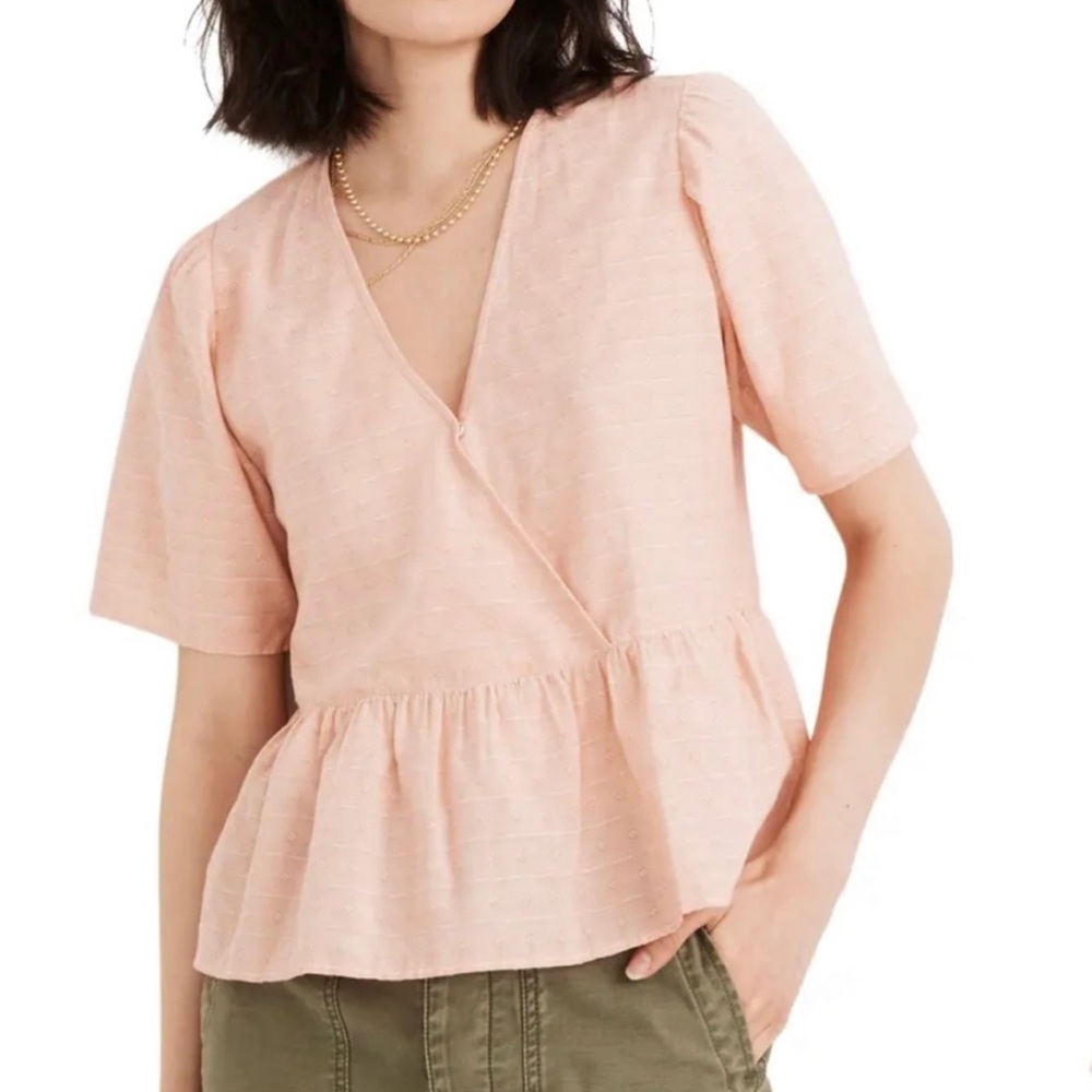 Madewell crossover textured peplum top